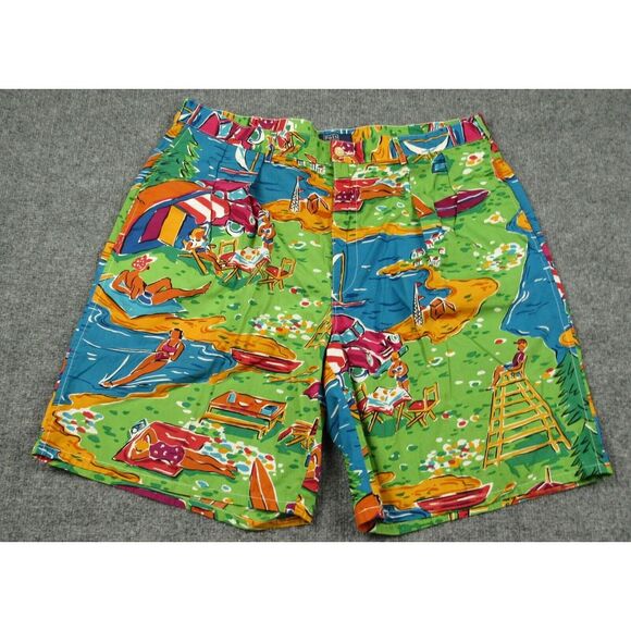 Polo Ralph Lauren Shorts Mens 38x9 Vintage 90s Colorful Beach Town Car Lifeguard